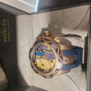 Invicta Gold Case with Blue Strap Watch